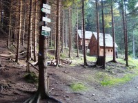 Hornický skanzen u Zlatých Hor-turistický rozcestník a zlatokopecké mlýny-Foto:Ulrych Mir.