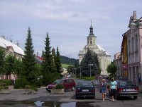 Město Albrechtice-pozdně barokní kostel Navštívení P. Marie
