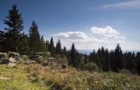Kleť, skály na vrcholu, pohled na jih